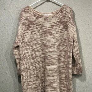 J. JILL PureJill 3/4 Sleeve Boatneck Marled Knit Sweater Oversized
